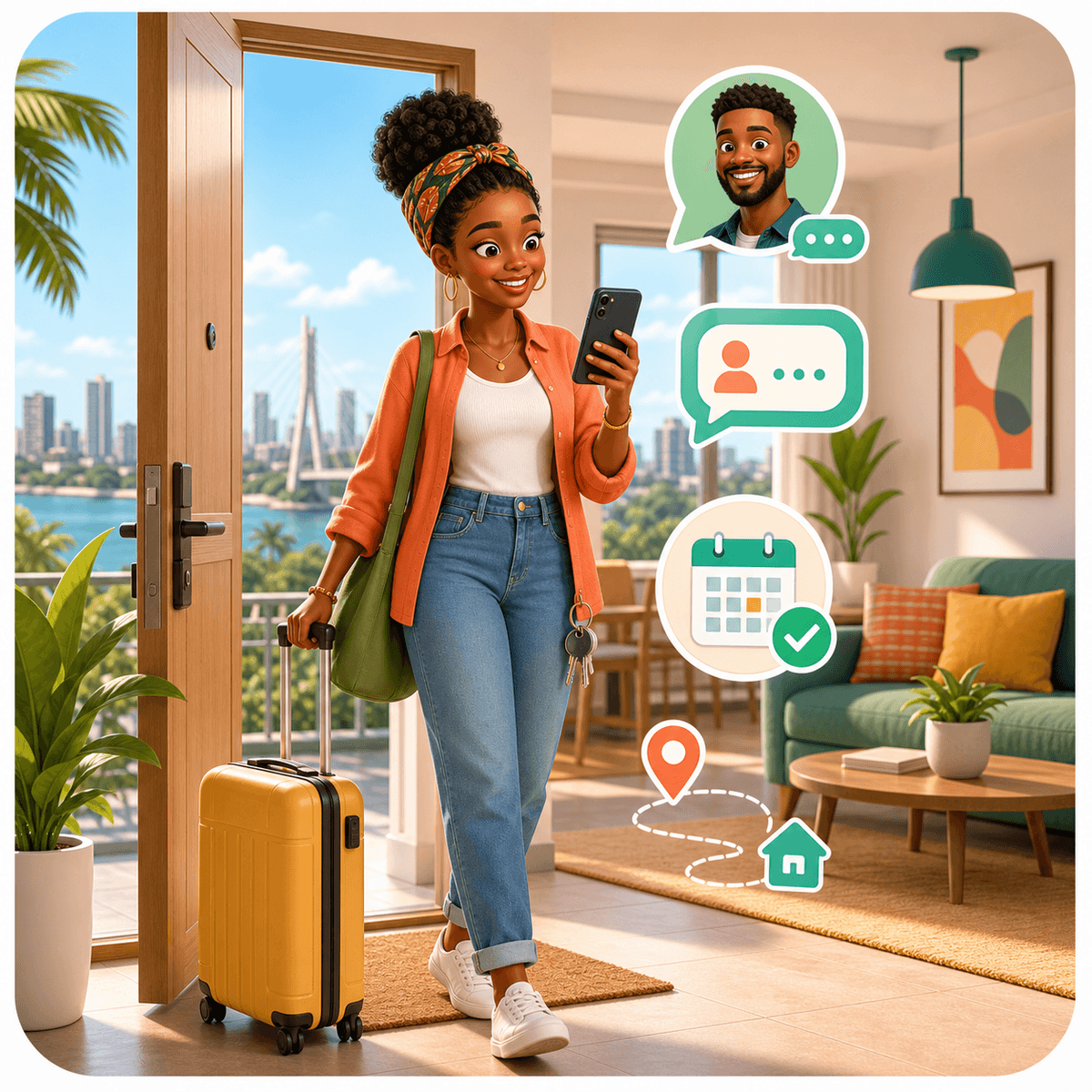 Illustration de futurs colocataires échangeant ensemble